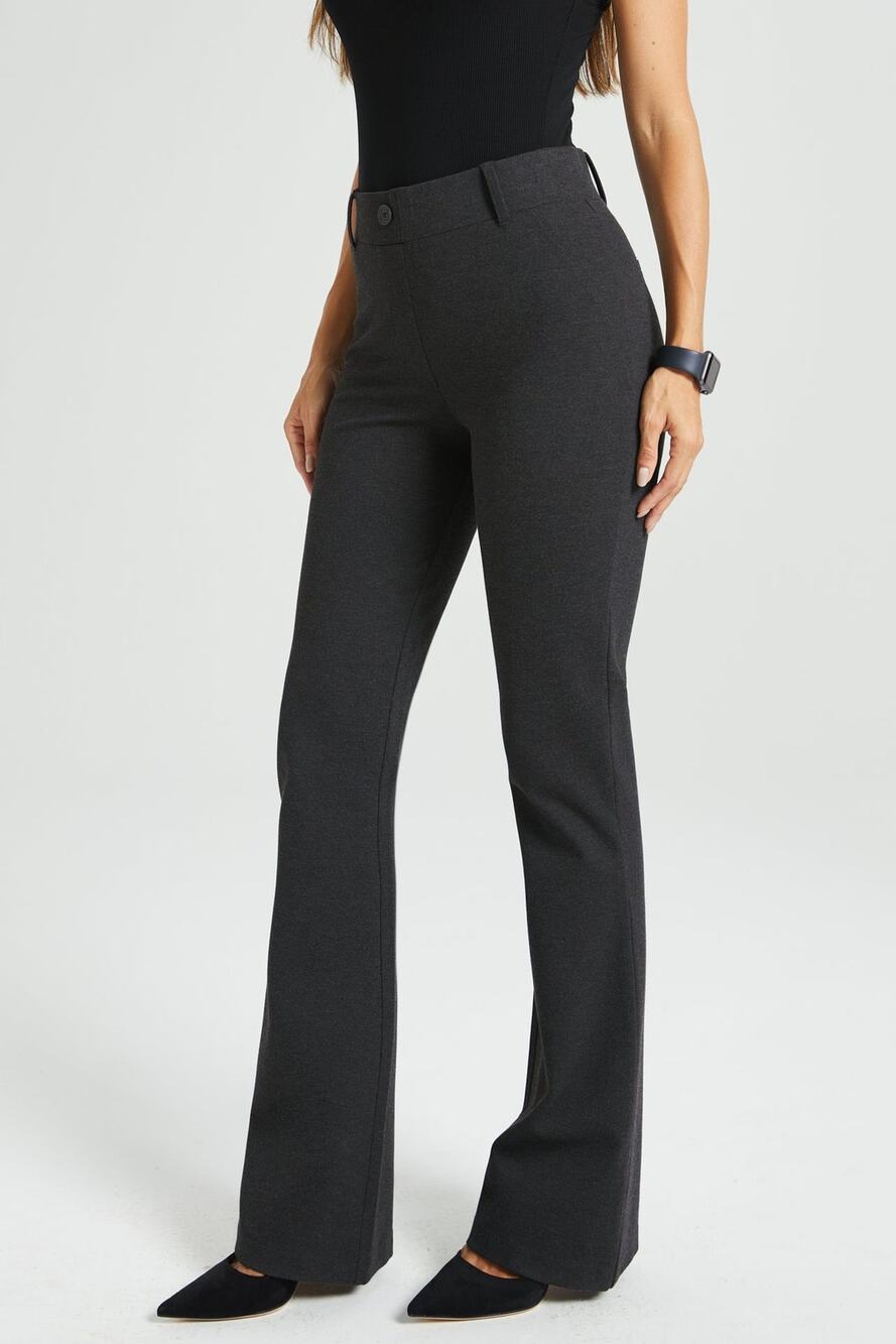 Betabrand DPYP Dress Pant Yoga Pant Bootcut Charcoal Gray Large Long EUC Career